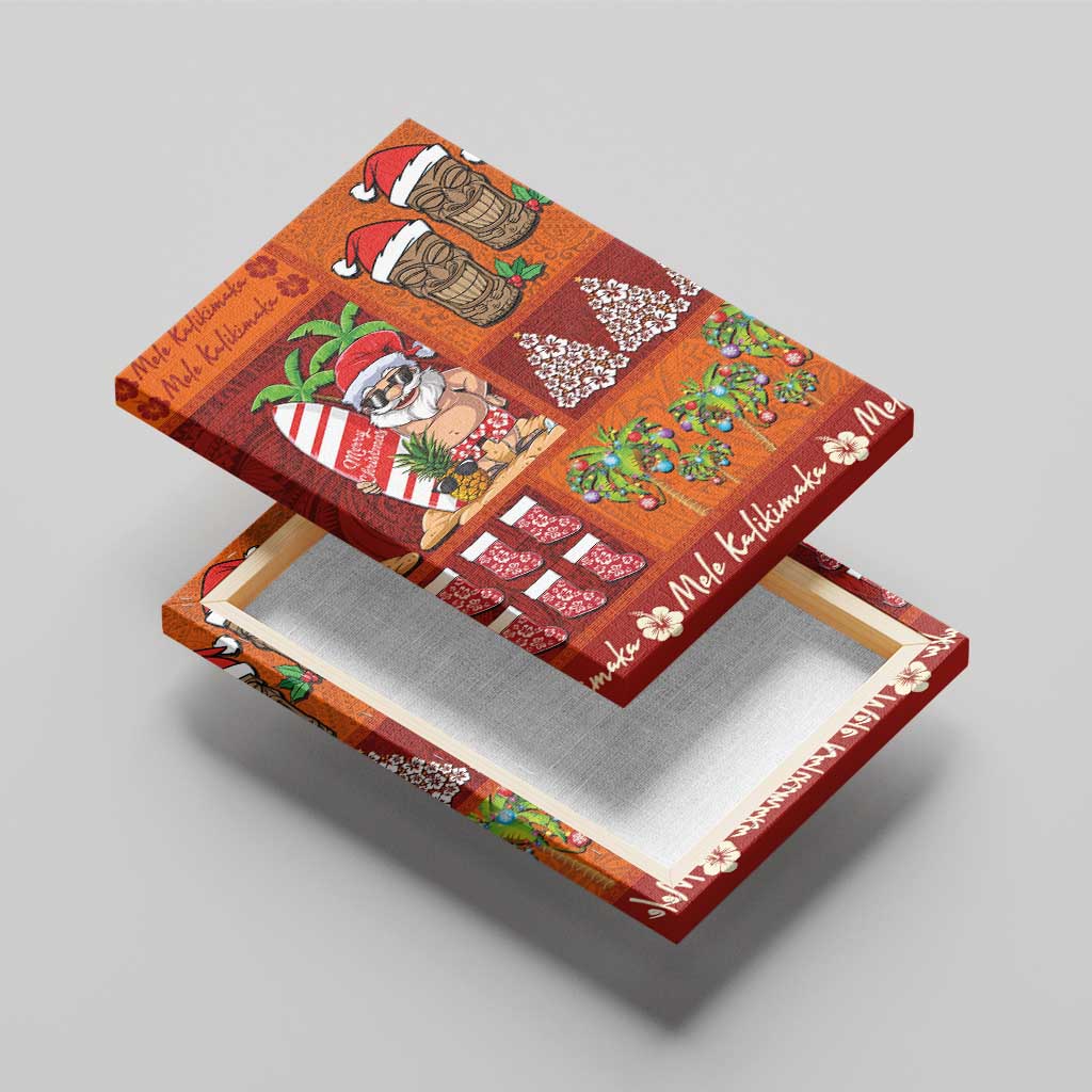Hawaiian Christmas Canvas Wall Art - Mele Kalikimaka Island Holiday Vibes - Red Orange LT03 - Polynesian Pride