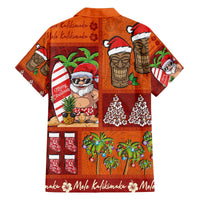 Hawaiian Christmas Family Matching Off The Shoulder Long Sleeve Dress and Hawaiian Shirt - Mele Kalikimaka Island Holiday Vibes - Red Orange
