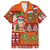 Hawaiian Christmas Family Matching Off Shoulder Short Dress and Hawaiian Shirt - Mele Kalikimaka Island Holiday Vibes - Red Orange