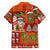 Hawaiian Christmas Family Matching Off Shoulder Short Dress and Hawaiian Shirt - Mele Kalikimaka Island Holiday Vibes - Red Orange