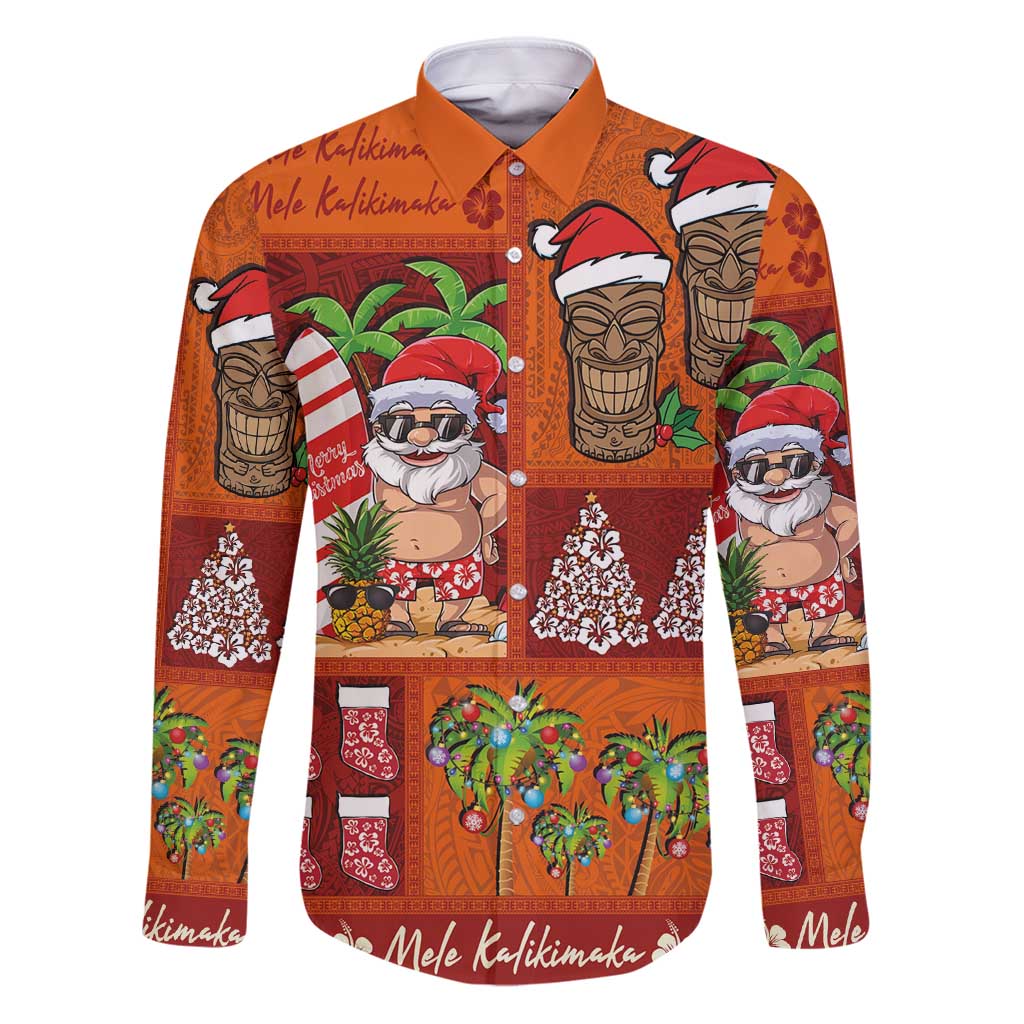 Hawaiian Christmas Family Matching Puletasi and Hawaiian Shirt - Mele Kalikimaka Island Holiday Vibes - Red Orange