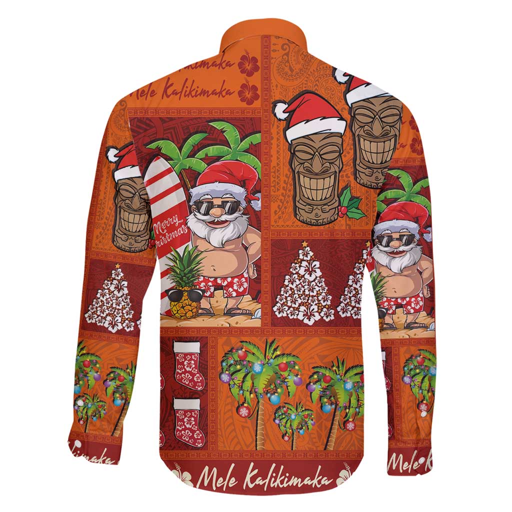 Hawaiian Christmas Family Matching Summer Maxi Dress and Hawaiian Shirt - Mele Kalikimaka Island Holiday Vibes - Red Orange