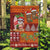 Hawaiian Christmas Garden Flag - Mele Kalikimaka Island Holiday Vibes - Red Orange