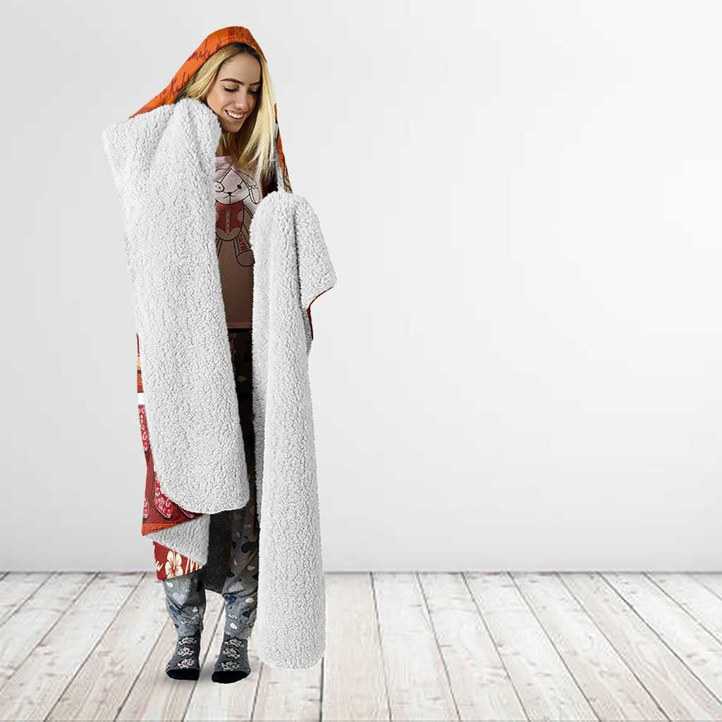 Hawaiian Christmas Hooded Blanket - Mele Kalikimaka Island Holiday Vibes - Red Orange LT03 - Polynesian Pride