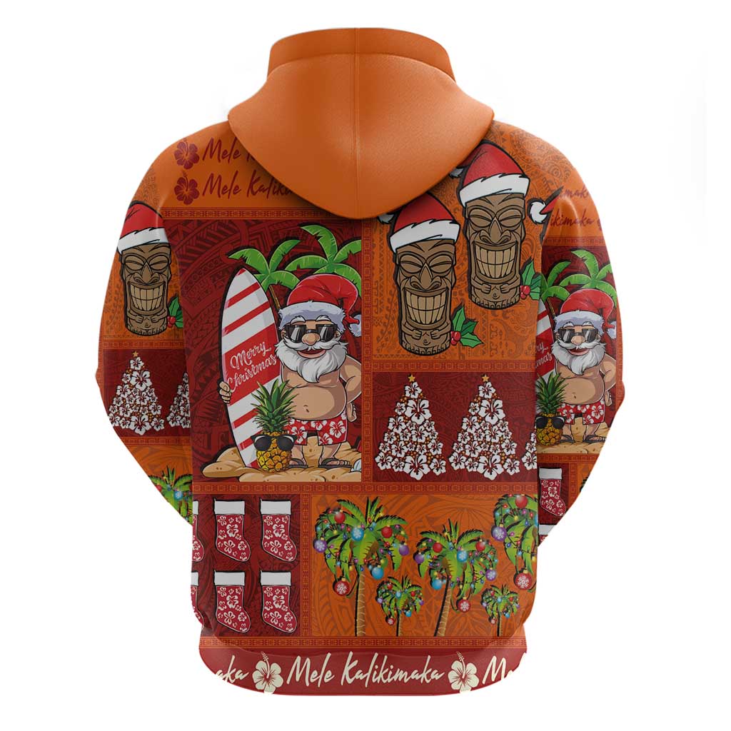 Hawaiian Christmas Hoodie - Mele Kalikimaka Island Holiday Vibes - Red Orange