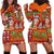 Hawaiian Christmas Hoodie Dress - Mele Kalikimaka Island Holiday Vibes - Red Orange