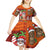 Hawaiian Christmas Kid Short Sleeve Dress - Mele Kalikimaka Island Holiday Vibes - Red Orange