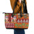 Hawaiian Christmas Leather Tote Bag - Mele Kalikimaka Island Holiday Vibes - Red Orange