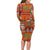 Hawaiian Christmas Long Sleeve Bodycon Dress - Mele Kalikimaka Island Holiday Vibes - Red Orange