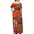 Hawaiian Christmas Off Shoulder Maxi Dress - Mele Kalikimaka Island Holiday Vibes - Red Orange