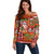 Hawaiian Christmas Off Shoulder Sweater - Mele Kalikimaka Island Holiday Vibes - Red Orange