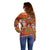 Hawaiian Christmas Off Shoulder Sweater - Mele Kalikimaka Island Holiday Vibes - Red Orange