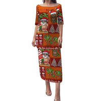 Hawaiian Christmas Puletasi - Mele Kalikimaka Island Holiday Vibes - Red Orange LT03 Long Dress Red - Orange - Polynesian Pride