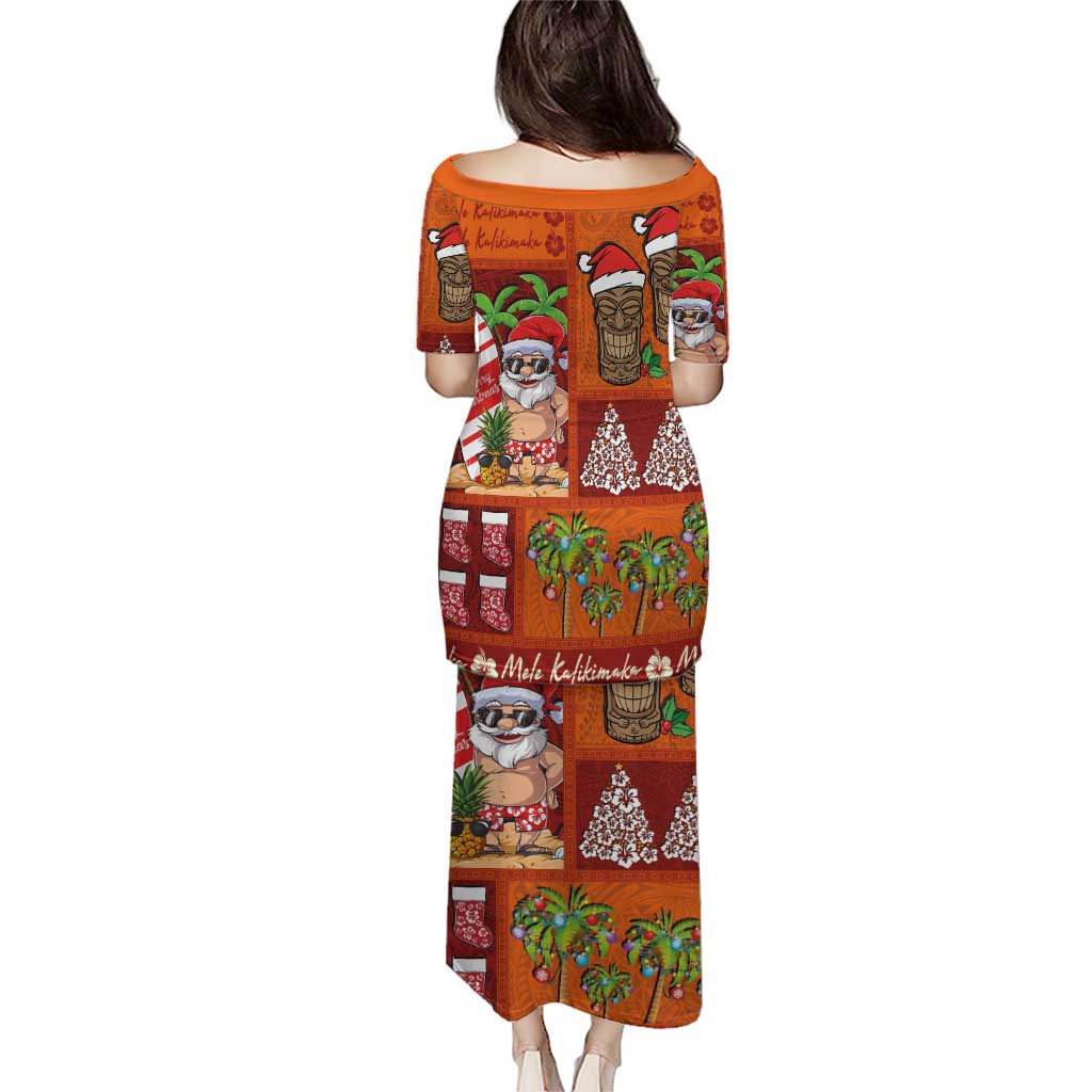 Hawaiian Christmas Puletasi - Mele Kalikimaka Island Holiday Vibes - Red Orange LT03 - Polynesian Pride