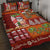 Hawaiian Christmas Quilt Bed Set - Mele Kalikimaka Island Holiday Vibes - Red Orange