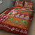 Hawaiian Christmas Quilt Bed Set - Mele Kalikimaka Island Holiday Vibes - Red Orange