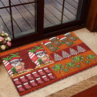Hawaiian Christmas Rubber Doormat - Mele Kalikimaka Island Holiday Vibes - Red Orange LT03 - Polynesian Pride
