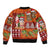 Hawaiian Christmas Sleeve Zip Bomber Jacket - Mele Kalikimaka Island Holiday Vibes - Red Orange