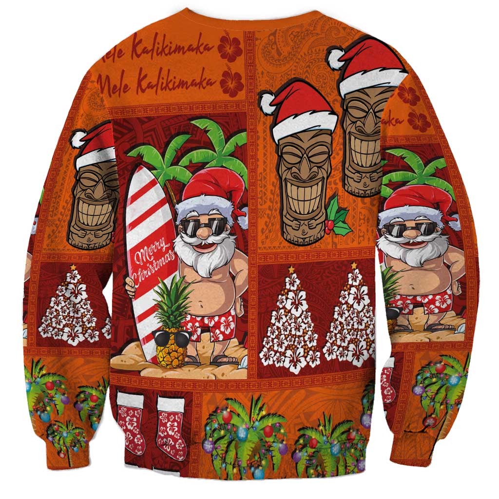 Hawaiian Christmas Sweatshirt - Mele Kalikimaka Island Holiday Vibes - Red Orange LT03 - Polynesian Pride