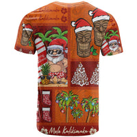 Hawaiian Christmas T Shirt - Mele Kalikimaka Island Holiday Vibes - Red Orange