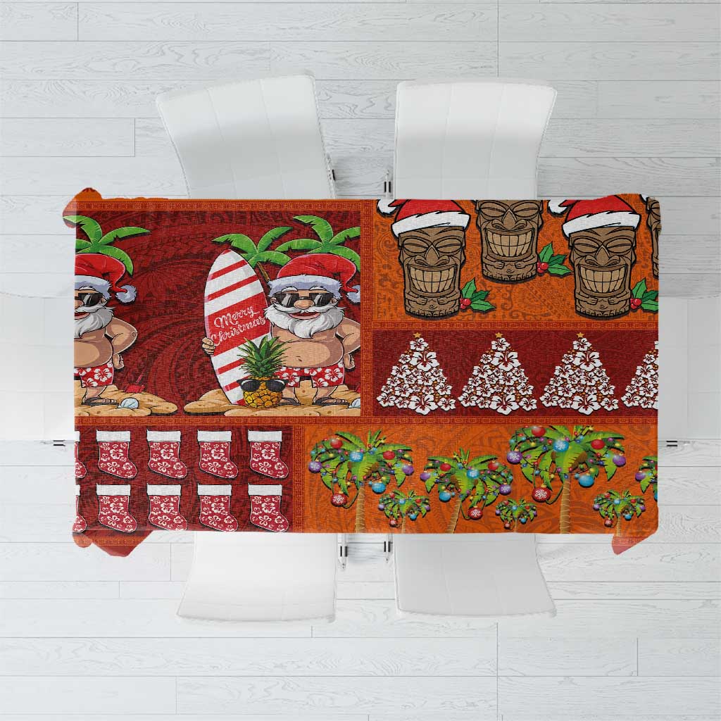 Hawaiian Christmas Tablecloth - Mele Kalikimaka Island Holiday Vibes - Red Orange LT03 Red - Orange - Polynesian Pride