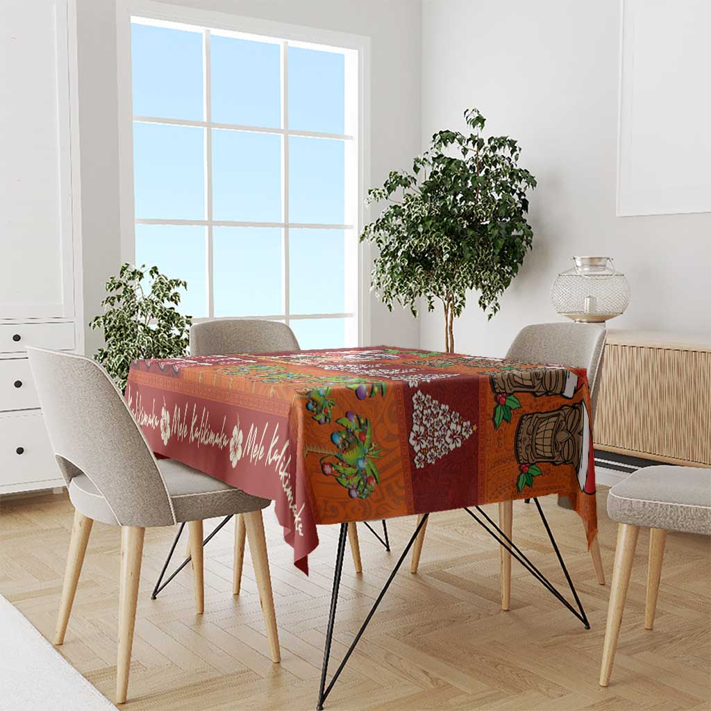 Hawaiian Christmas Tablecloth - Mele Kalikimaka Island Holiday Vibes - Red Orange LT03 - Polynesian Pride