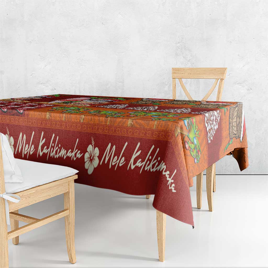 Hawaiian Christmas Tablecloth - Mele Kalikimaka Island Holiday Vibes - Red Orange LT03 - Polynesian Pride