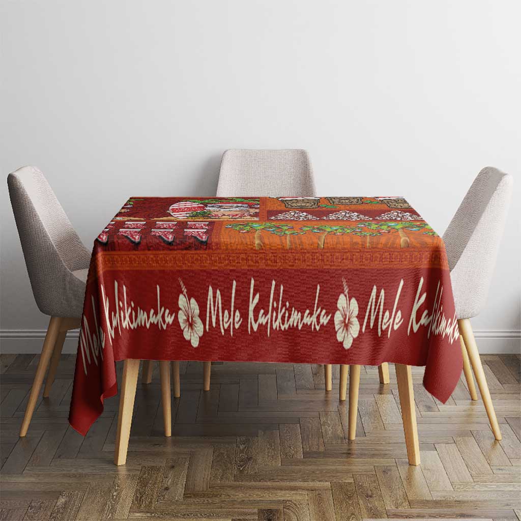 Hawaiian Christmas Tablecloth - Mele Kalikimaka Island Holiday Vibes - Red Orange LT03 - Polynesian Pride
