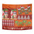 Hawaiian Christmas Tapestry - Mele Kalikimaka Island Holiday Vibes - Red Orange