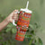 Hawaiian Christmas Tumbler With Handle - Mele Kalikimaka Island Holiday Vibes - Red Orange