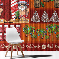 Hawaiian Christmas Window Curtain - Mele Kalikimaka Island Holiday Vibes - Red Orange LT03 - Polynesian Pride