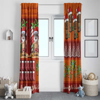 Hawaiian Christmas Window Curtain - Mele Kalikimaka Island Holiday Vibes - Red Orange LT03 - Polynesian Pride