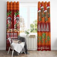 Hawaiian Christmas Window Curtain - Mele Kalikimaka Island Holiday Vibes - Red Orange LT03 - Polynesian Pride