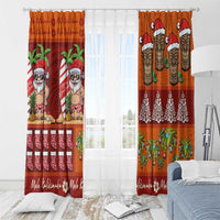 Hawaiian Christmas Window Curtain - Mele Kalikimaka Island Holiday Vibes - Red Orange LT03 - Polynesian Pride