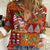 Hawaiian Christmas Women Casual Shirt - Mele Kalikimaka Island Holiday Vibes - Red Orange