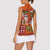 Hawaiian Christmas Women Sleeveless Polo Shirt - Mele Kalikimaka Island Holiday Vibes - Red Orange