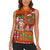 Hawaiian Christmas Women Sleeveless Polo Shirt - Mele Kalikimaka Island Holiday Vibes - Red Orange