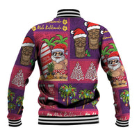 Hawaiian Christmas Baseball Jacket - Mele Kalikimaka Island Holiday Vibes - Pink Purple LT03 - Polynesian Pride
