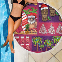 Hawaiian Christmas Beach Blanket - Mele Kalikimaka Island Holiday Vibes - Pink Purple LT03 - Polynesian Pride