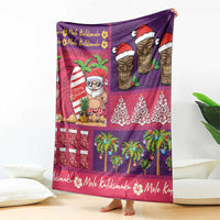 Hawaiian Christmas Blanket - Mele Kalikimaka Island Holiday Vibes - Pink Purple LT03 - Polynesian Pride