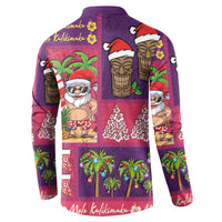 Hawaiian Christmas Button Sweatshirt - Mele Kalikimaka Island Holiday Vibes - Pink Purple LT03 - Polynesian Pride