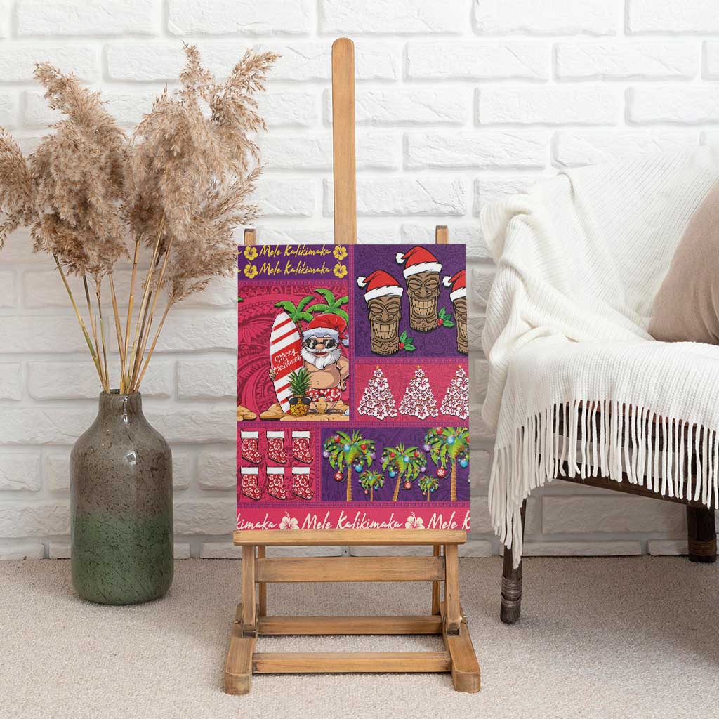 Hawaiian Christmas Canvas Wall Art - Mele Kalikimaka Island Holiday Vibes - Pink Purple LT03 - Polynesian Pride