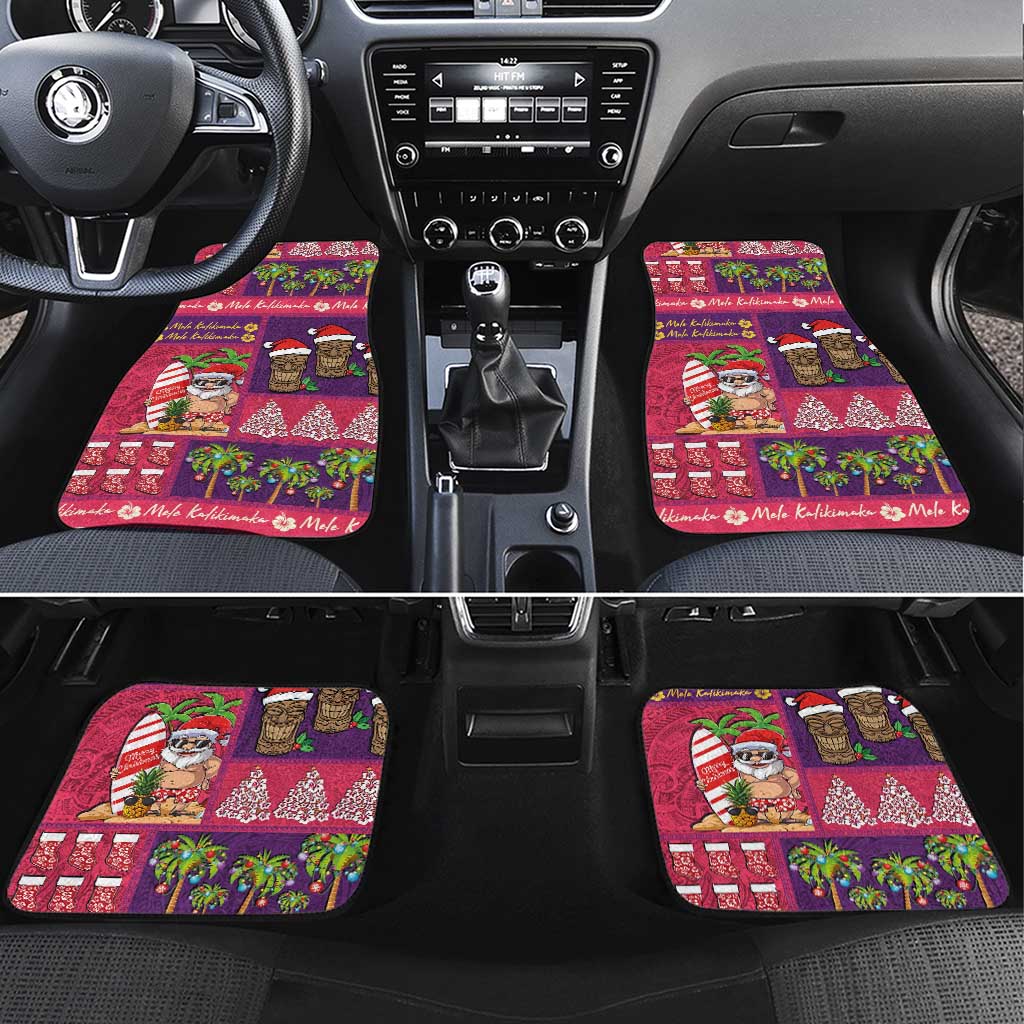 Hawaiian Christmas Car Mats - Mele Kalikimaka Island Holiday Vibes - Pink Purple