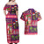 Hawaiian Christmas Couples Matching Off Shoulder Maxi Dress and Hawaiian Shirt - Mele Kalikimaka Island Holiday Vibes - Pink Purple