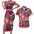 Hawaiian Christmas Couples Matching Short Sleeve Bodycon Dress and Hawaiian Shirt - Mele Kalikimaka Island Holiday Vibes - Pink Purple