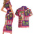 Hawaiian Christmas Couples Matching Short Sleeve Bodycon Dress and Hawaiian Shirt - Mele Kalikimaka Island Holiday Vibes - Pink Purple