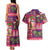 Hawaiian Christmas Couples Matching Tank Maxi Dress and Hawaiian Shirt - Mele Kalikimaka Island Holiday Vibes - Pink Purple