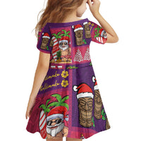 Hawaiian Christmas Family Matching Off Shoulder Maxi Dress and Hawaiian Shirt - Mele Kalikimaka Island Holiday Vibes - Pink Purple