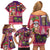 Hawaiian Christmas Family Matching Off Shoulder Short Dress and Hawaiian Shirt - Mele Kalikimaka Island Holiday Vibes - Pink Purple