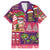 Hawaiian Christmas Family Matching Off Shoulder Short Dress and Hawaiian Shirt - Mele Kalikimaka Island Holiday Vibes - Pink Purple